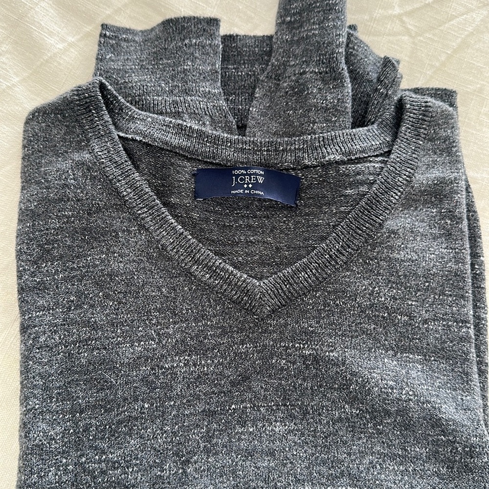 J. Crew V-Neck Sweater in Gray, S